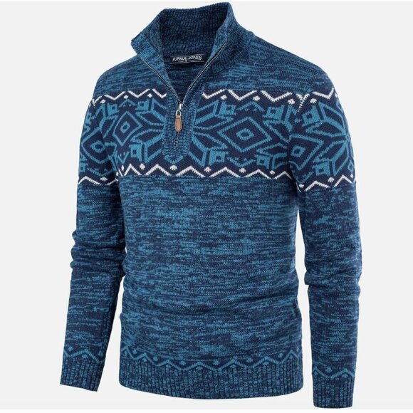 PJ Paul Jones Other - PJ Paul Jones Blue Quarter Zip Sweater‎ Size Large New NWT